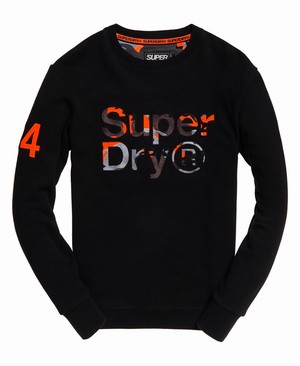 Superdry Skate Lux Box Fit Applique Crew Férfi Pulóver Fekete | NKQOW2651